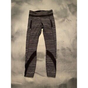 Lululemon Women’s Size 4 Gray Mid-Rise Mesh / Zip Pocket Athleisure Legging